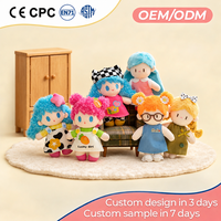 Peluche personnalisée pour fille, poupée en peluche, animaux en peluche, tenues aux cheveux colorés pour cadeau d'anniversaire et vente en gros