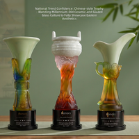 Trophée artisanal en céramique émaillée Liuli, culture traditionnelle chinoise personnalisée, ornement commémoratif pour anniversaire d'entreprise