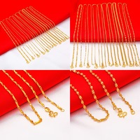 Collier en chaîne torsadée plaqué or 24 carats pour femme, bijoux en or de Dubaï avec perle, laiton, cuivre, forme et motif uniques
