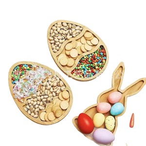 Wooden Rabbit And Egg <b>Snack</b> <b>Tray</b> 32cm Cartoon Design For Easter Serving <b>Trays</b> - Product Image 5