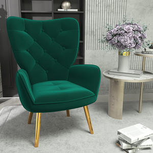 <span class=keywords><strong>Fauteuil</strong></span> de salon en velours tissu aile arrière salon chaises d'appoint en velours vert simple - Product Image 1