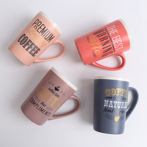 Taza de Café de Cerámica Azul Marino con Impresión de Letras, Gran Capacidad, Forma Cónica, Regalo, Vajilla - Product Image 3