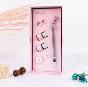 Ensemble de stylos à plume en verre faits à la main avec bouteille d'encre et repose-stylo, pointe spirale, stylo d'écriture multicolore, boîte cadeau - Product Image 2