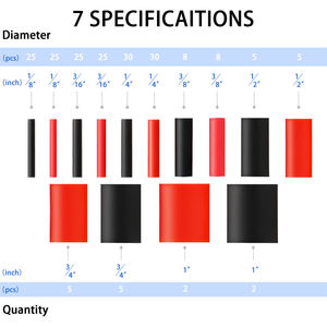 200 pièces <span class=keywords><strong>3</strong></span>:1 rapport de rétrécissement bricolage adhésif doublé gaine thermorétractable Kit d'emballage étanche <span class=keywords><strong>noir</strong></span> rouge isolation de câble électrique - Product Image 4
