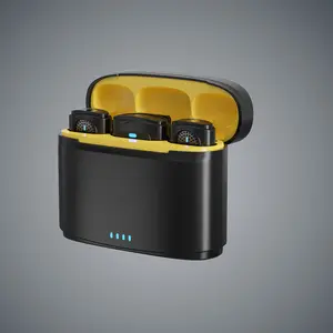 Lavalier mikrofon nirkabel Mini ganda mikrofon kerah nirkabel perekam Video profesional dengan kotak pengisi daya