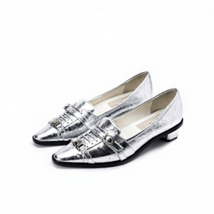 Scarpe da Donna OEM ODM in Vera Pelle con <span class=keywords><strong>Tacco</strong></span> Quadrato, Punta Affusolata, Slip-On con Fibbia Metallica, <span class=keywords><strong>Tacco</strong></span> <span class=keywords><strong>Medio</strong></span>, Calzature Formali Autunnali - Product Image 2