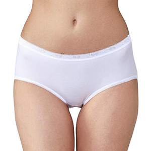 Culottes Bikini Femme Sexy Taille Moyenne en Dentelle, Douces, Respirantes, Teintes Unies, Légères, Confort Quotidien, Sous-vêtements Blancs - Product Image 1