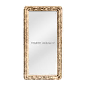 Corde de rotin rectangulaire rurale nordique japonais Vietnam mur longueur de plancher corde enveloppé Vintage Console Table Spejel Espejos miroir - Product Image 3