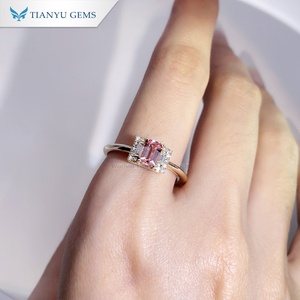 Tianyu đá quý 10k 14k 18K vàng ngọc lục bảo cắt Hồng sapphire và kim cương phòng thí nghiệm 9K 10k 14k 18K Vàng Vàng Nhẫn - Product Image 3