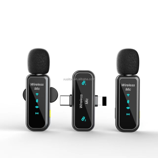 Plug-Play Type C IOS 2in1 Mini Microphone N1 Vlog Broadcast Speech Sing Noise Reduction Auto-syncs Lavalier Microphone Wireless