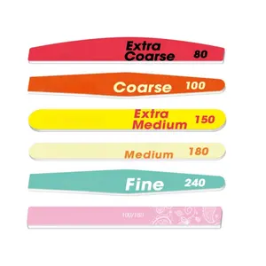 Professional Double Sided Nail Buffering Files 10 PCS 100/180 80/80 Grit Custom Logo Japan Yellow Pink Nail File