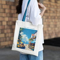 Muestra gratis de lujo Cómodo y suave Reutilizable Bolsas de lona de algodón creativas de alta calidad Bolsas de almacenamiento Patrón personalizado