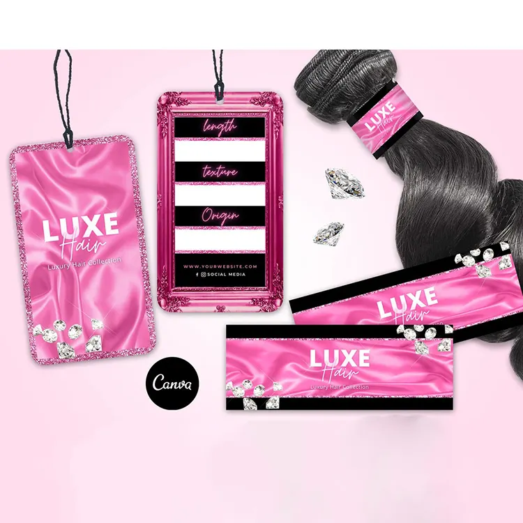 Impression personnalisée logo vinyle DIY Entreprise marque Perruques extension de cheveux faisceau enveloppes et étiquette volante autocollant boîte postale