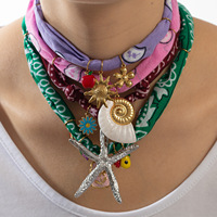 Nuevo diseño Ocean Series Bandana Collar Bufanda de acero inoxidable Collar Mujer Bufanda Collares con dijes