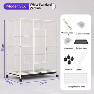 <span class=keywords><strong>Cage</strong></span> à oiseaux en gros, grande villa en métal pour perroquets et autres oiseaux volants, avec système de fixation à bouton-pression et rangement intégré, grande taille - Product Image 5