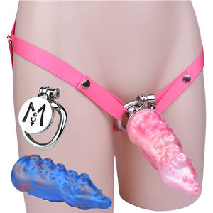 Cage de chasteté FRRK Gode tentacule fantaisie avec sangle, jouets sexuels fétichistes pour hommes, cage de chasteté négative masculine avec gode monstre - Product Image 1