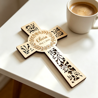 Croix personnalisée avec nom et date, vente en gros d'usine, décoration religieuse chrétienne, artisanat fait main, cadeau