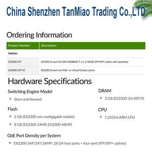 Nouveau commutateur réseau Juniper <span class=keywords><strong>EX2300</strong></span> <span class=keywords><strong>24T</strong></span> Gigabit nthernet d'origine - Product Image 5
