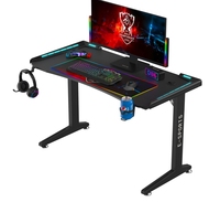 Bureau de jeu robuste noir multicolore pour la maison et le bureau, table de jeu pour gamer avec éclairage RGB, table d'ordinateur de bureau