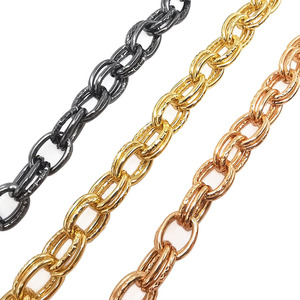 Correa de metal con doble anillo y cadena de aluminio a la moda para bolsos de mujer, accesorios de joyería DIY, chapado en plata 800. - Product Image 3