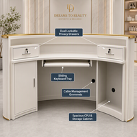 DEFEINUO Bureau de réception blanc beige pour salon de beauté, petite réception pour salon de beauté