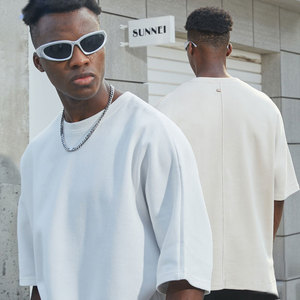 เสื้อสกรีนลายตามสั่ง ผ้าฝ้ายถัก 100% เป็นมิตรกับสิ่งแวดล้อม ทรงโอเวอร์ไซส์ คุณภาพสูง หนัก 240GSM Pro Club สตรีทแวร์ ทรงบ็อกซี่ สำหรับผู้ชาย - Product Image 4