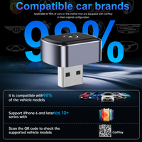 Adaptador Inalámbrico Fuallwin Tamaño Mini USB para CarPlay y Android Auto para iPhone