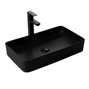 Lavabo Cuadrado <span class=keywords><strong>de</strong></span> Cerámica Negra <span class=keywords><strong>de</strong></span> un Solo Orificio, Estilo Nórdico Europeo, para Montar en <span class=keywords><strong>Encimera</strong></span> - Product Image 1