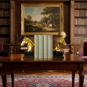 ที่คั่นหนังสือรูปหัวม้าทองคำพรีเมียม ฐานหิน รูปปั้นสัตว์ ที่วางหนังสือ ของตกแต่งบ้าน สำนักงาน ห้องสมุด งานศิลปะ - Product Image 2