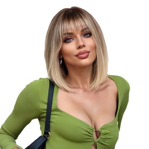 Perruque complète de style européen et américain, coupe <span class=keywords><strong>courte</strong></span> et droite, bob, transparente, naturelle et respirante, tendance printemps-été - Product Image 4