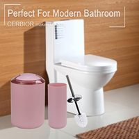 Ensemble de 6 accessoires de salle de bain en plastique rose, ensemble de luxe pour la maison