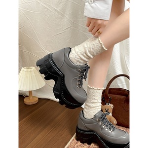 Zapatos de Plataforma de Cuero Estilo Británico Negro para Mujer, Primavera y Otoño 2025, Zapatos Casuales Cómodos Antideslizantes - Product Image 5