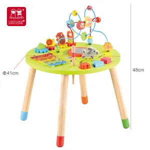 Jouets de Table en bois pour enfants, jeu éducatif pour tout-petits en âge préscolaire, avec un labyrinthe, perles, cubes et fil de perles