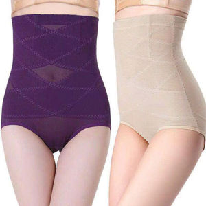 Culotte gainante taille haute pour femme, effet ventre plat, rehausseur de fesses, compression abdominale, avec empiècements en maille croisée en X - Product Image 2