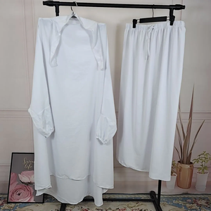 <span class=keywords><strong>Hifive</strong></span> femmes 2 pièces ensemble musulman prière vêtement Abaya longue Khimar Hijab robe Eid Ramadan robe Abayas dubaï Islam vêtements - Product Image 5
