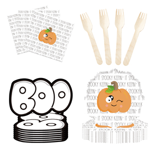 DAMAI Pumpkin Halloween-themed Paper Plates, Boo Paper Plates Set, Disposable Paper Plate Set - Product Image 3