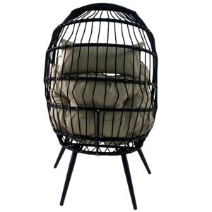 Fauteuil œuf en rotin PE moderne en forme de <span class=keywords><strong>cocon</strong></span>, fauteuil de salon intérieur/extérieur, fauteuil panier de patio - Product Image 5