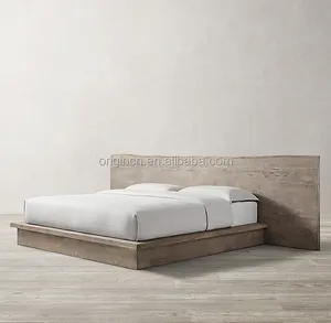 卧室现代风格卧室家具乡村平台回收白橡木手工木床