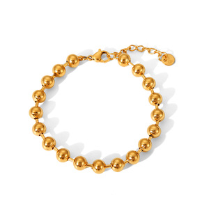 Pulsera de Eslabones para Mujer de Acero Inoxidable con Baño de Oro de 18K, Hecha a Mano, Estilo INS, Cadena de Bolas, Joyería de Moda, Regalo, Venta Caliente Yiwu YWJW - Product Image 4