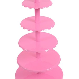 Pink Multi Tier Cake Stand Round Thickened Plastic Birthday Wedding Party Tableware 5 Tier Display Tray For Hotel Events - Product Image 2