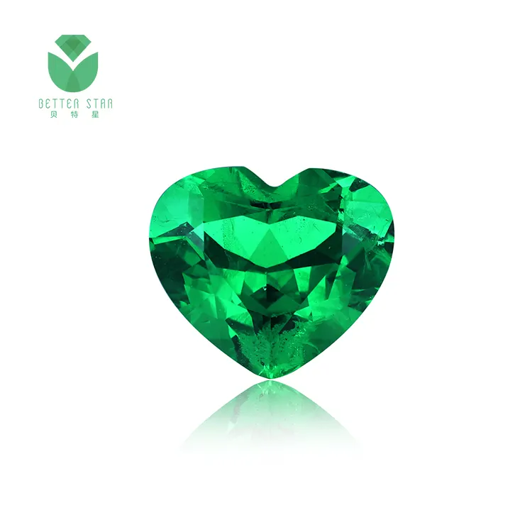 China Manufacturer Heart Shape Loose Gemstone Lab Grown Emerald 1 Carat Real Synthetic Green Gemstone Real Emerald Stones