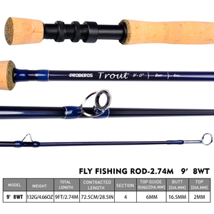 Newbility مقبض عالي الجودة ذبابة صنارة صيد 9 "Wood m 6wt 8wt كربون 4-knot ذبابة صنارة صيد - Product Image 4