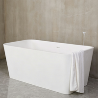 Baignoire autoportante rectangulaire en acrylique, grande capacité, idéale pour les hôtels