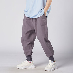 Pantaloni Jogger in Cotone e <span class=keywords><strong>Lino</strong></span> da <span class=keywords><strong>Uomo</strong></span>, Streetwear Casual, Pantaloni Harem, Tinta Unita, Oversize con Coulisse - Product Image 4