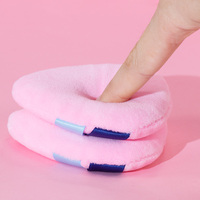 Éponge de maquillage en PU rose réversible en coton pour fond de teint liquide avec rubans – Outils cosmétiques