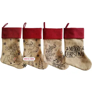 Sıcak satış noel Santa ren geyiği desen asılı kişiselleştirilmiş özel dekorasyon baskı noel örgü çorap