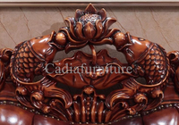 Canapé en cuir de style européen sculpté en bois massif Canapé de luxe en cuir véritable sculpté Ensemble de canapés royaux antiques