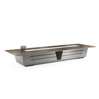 Grande table de réunion exécutive de 12 pieds en bois et métal pour 10 personnes, design de bureau biophilique, bureau d'entreprise élégant