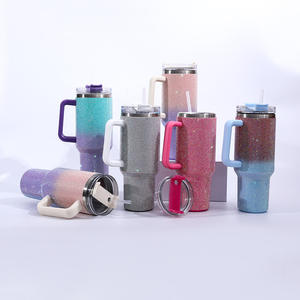 Vaso Térmico de Acero Inoxidable de 40 oz con Diamantes de Imitación Brillantes y Cristales de Colores, Taza de Café con Popote - Product Image 2