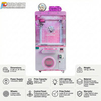 Machine à griffes rose à thème anime pour intérieur, à monnayeur, avec éclairage LED et joystick en cristal, pour attraper les peluches, pour centre de jeux